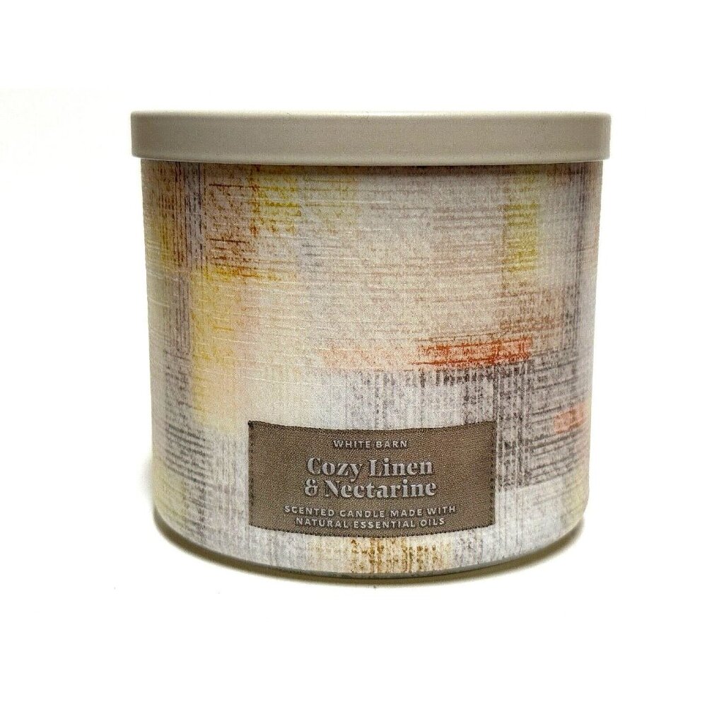 Bath and Body Works Cozy Linen & Nectarine 3-Wick Candles (14.5 oz / 411 g)